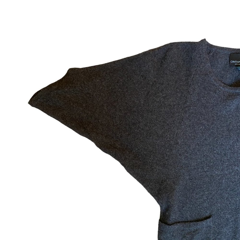 Cynthia Rowley 100% Cashmere Gray Batwing Sleeve Pocket Sweater Quiet Luxury-S - Picture 9 of 12